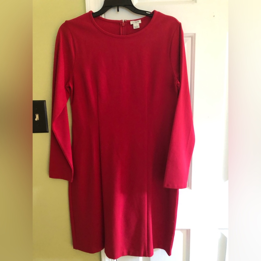 JCrew Factory red ponte knit dress.